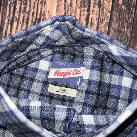 Johnnie O Denali Laguna Blue Men's Large Plaid‎ Flannel Collared Button-Up Shirt - Picture 3 of 4